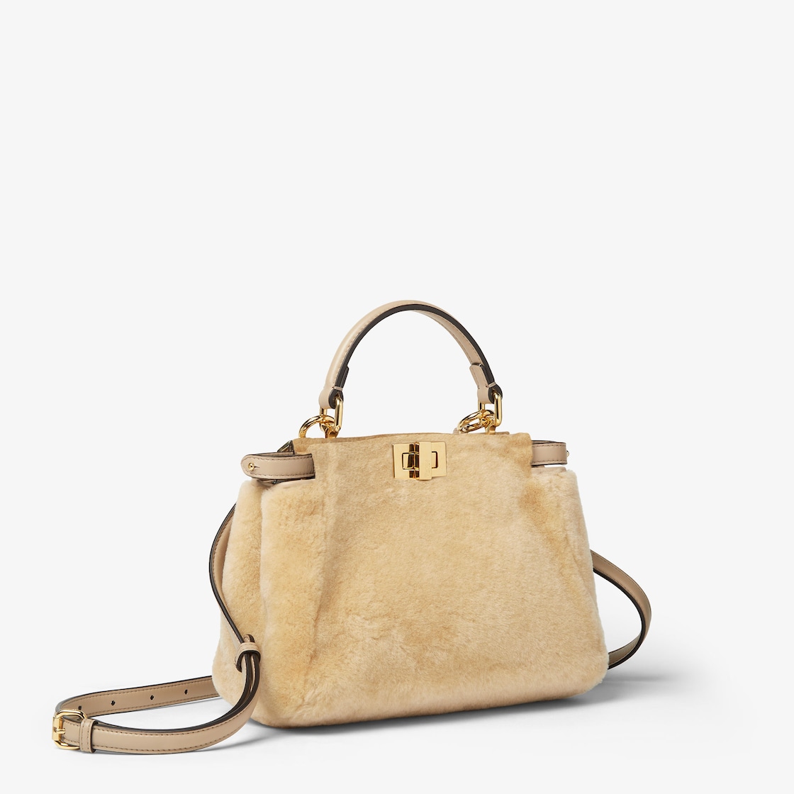 FENDI Peekaboo Mini Beige shearling bag - Image 3